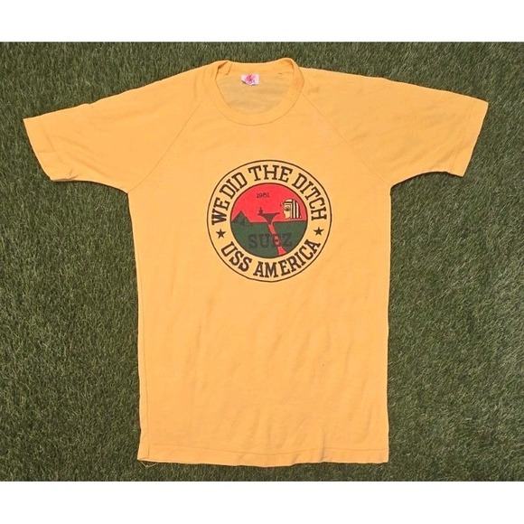 Mar's Other - VTG 1981 USS America CV-66 T Shirt We Did The Ditch Suez Canal Navy 80s Small M